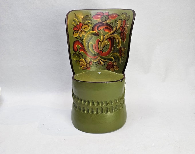 One-of-a-Kind Cube Chair with Beautiful Rose Motif - Scandinavian Hand Carved