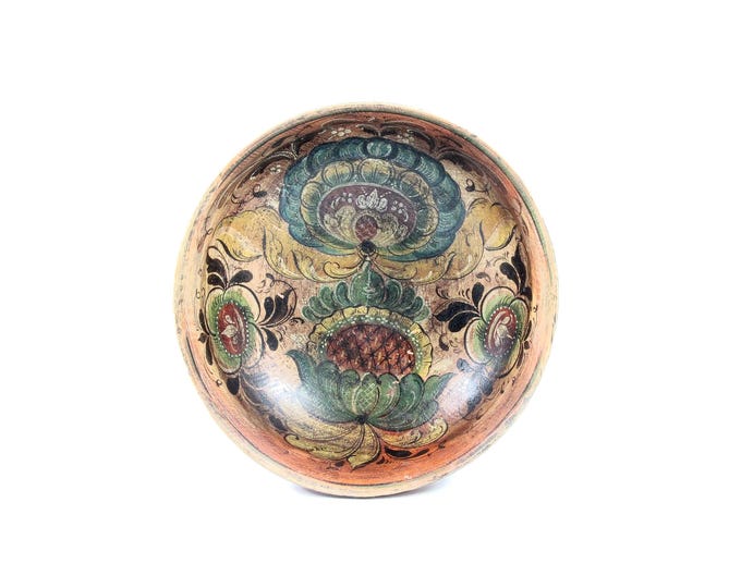 Norwegian Folk Art Beer Bowl | Rose Painting from Telemark 1877 | Nordic Gift | Traditional Grooms Gift | Made in Norway
