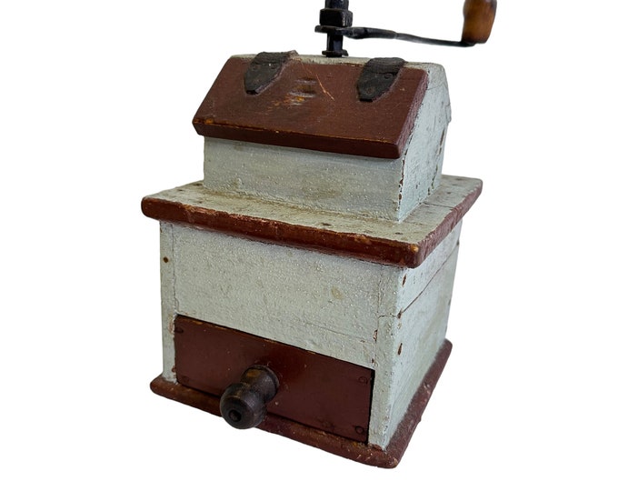 Antique coffee grinder from 1800s - Norwegian Primitive and rustic tool - Kitchen counter decor