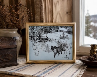 Vintage Jan Petter Bratsberg Porcelain Art Print 1989 | Framed Norwegian Red Fox Wildlife Plaque | Signed Limited Edition 295/1000