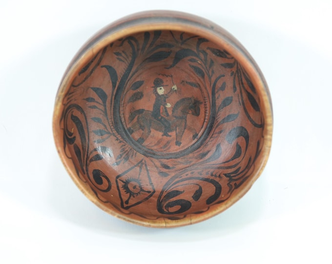 Antique Norwegian Beer Bowl with Horse & Rider Design - Unique Nordic Collectible