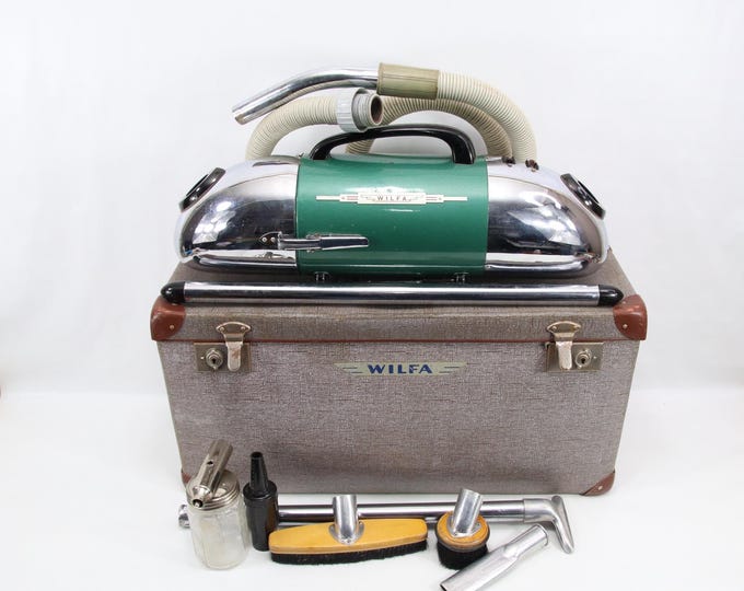 Mid Century Space Age Wilfa W5 Vacuum Cleaner 1954 | Norwegian Green & Chrome Design | Functional Retro Appliance