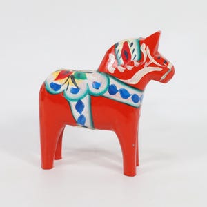 Authentic Swedish Dala Horse Figure - Vintage Scandinavian Art for Home Decor - Red Hand-painted Dala Horse Figurine