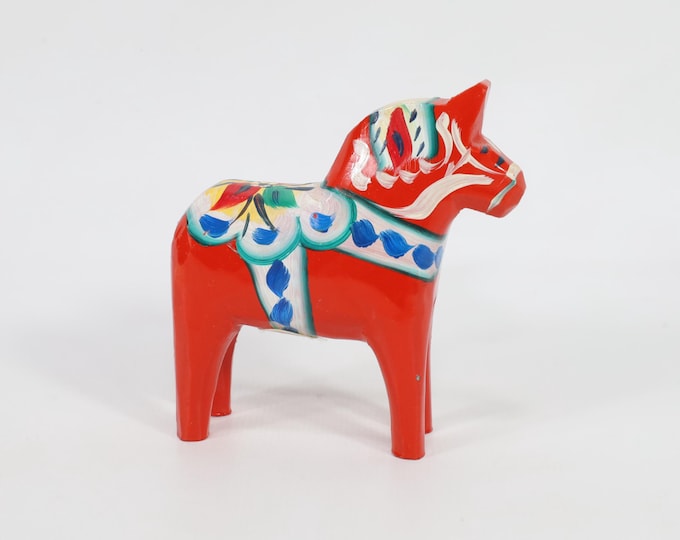 Authentic Swedish Dala Horse Figure - Vintage Scandinavian Art for Home Decor - Red Hand-painted Dala Horse Figurine