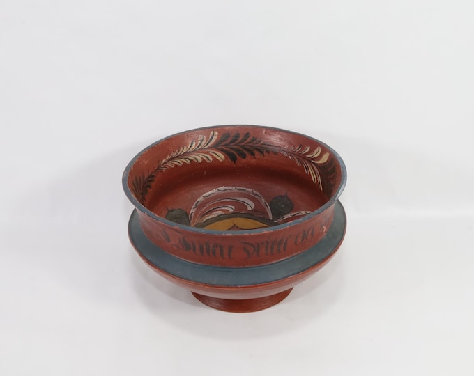 Rose painted Wooden Table Bowl - Vintage rose painted Bowl - Rosemalt Norwegian Table Decor