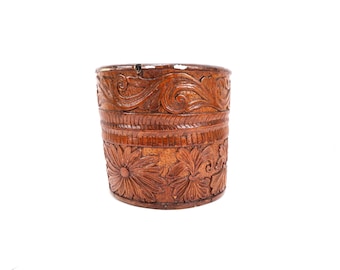 Antique Norwegian Carved Wooden Bucket 1800s – Gudbrandsdalen Folk Art Tine – Hand Carved Nordic Rosemaling Style