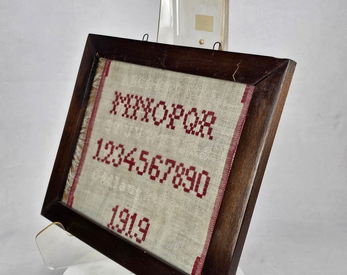 1919 Norwegian Whitework Sampler: Alphabet & Number Embroidery - Rare Antique Schoolwork - Norwegian folkart