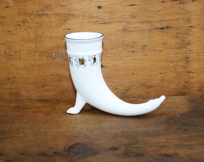 Porsgrund Porcelain Nordic Ale Drink Horn | Vintage Wedding Decor Centerpiece | Elegant Ceremony Toast | Unique Wedding Gift