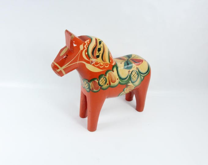 Swedish BIG Dala Horse Figure | Scandinavian Art | Vintage Home Decor | Handmade Red Dala Horse | Gift Idea