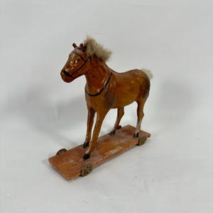 Vintage German Pull Toy | Early 20th Century Paper Mache and Wood | Collector&#39;s Piece