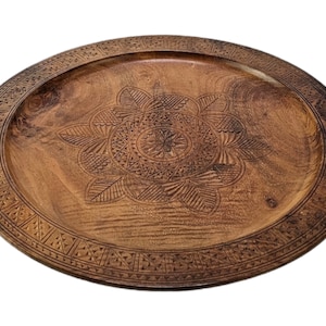 Vintage Hand Carved Norwegian Folk-Art Serving Tray from 1920-40s - Norwegian folkart - Bridal gift -  Wedding gift