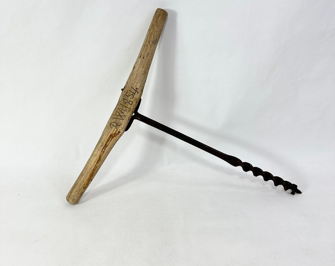 Norwegian Auger 1854 RW - Antique Hand Tool for Farm Use or Rustic Decor