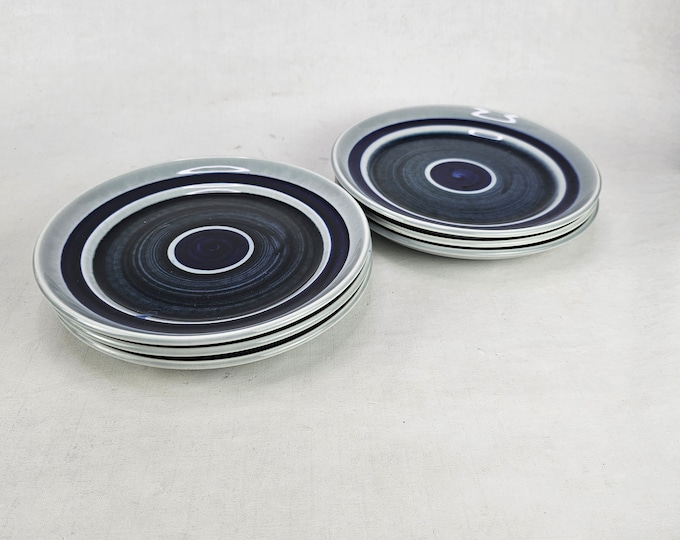 Vintage Rare Rørstrand Breakfast Plates - Hand Painted Ceramic - Unique Bampas Design