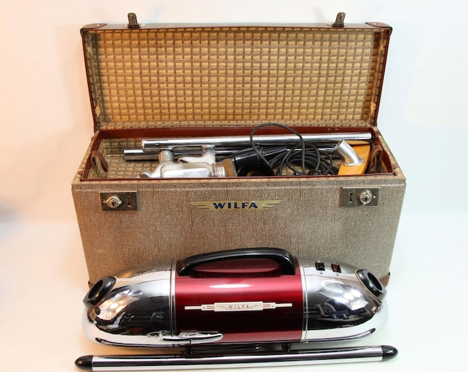 Mid-Century Space Age Wilfa Vacuum Cleaner 1954 | Norwegian Chrome & Red Design | Functional Retro Home Appliance | Vintage Futuristic Decor