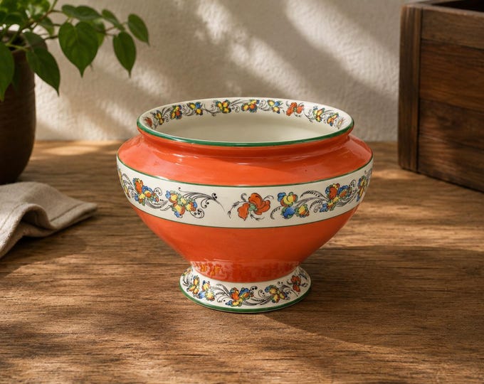 Vintage Porsgrund Porselen Farmers Rose Bowl | Norwegian Bondemønster Porcelain | Hand Painted 1970s Serving Dish | Scandinavian Folk Art