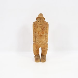 Vintage 1960s Norwegian Hand-Carved Wood Fisherman Figure | Signed CL Hasle | Nordic Folk Art Mid-Century Sculpture