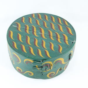Folk Art Round Tine | Hand Painted Rosemaled Box | Norwegian Keepsake | Handmade Wooden Box | Decorative Art