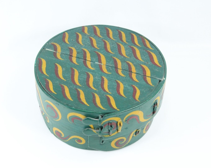 Folk Art Round Tine | Hand Painted Rosemaled Box | Norwegian Keepsake | Handmade Wooden Box | Decorative Art
