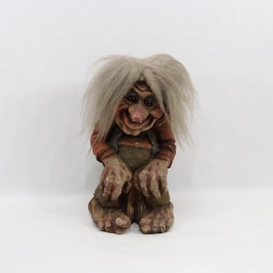 Rare Large 1980s Ny Form Troll Sitting on Stump | Norwegian Folk Art Collectible Figure | Crooked Toes and Wrinkly Skin | Made in Norway