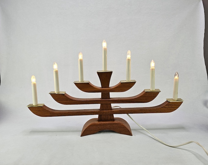 Elegant Vintage Teak Luma 178 Advent Candlestick - 1950s Lighting - Retro Home Decor - Christmas decor