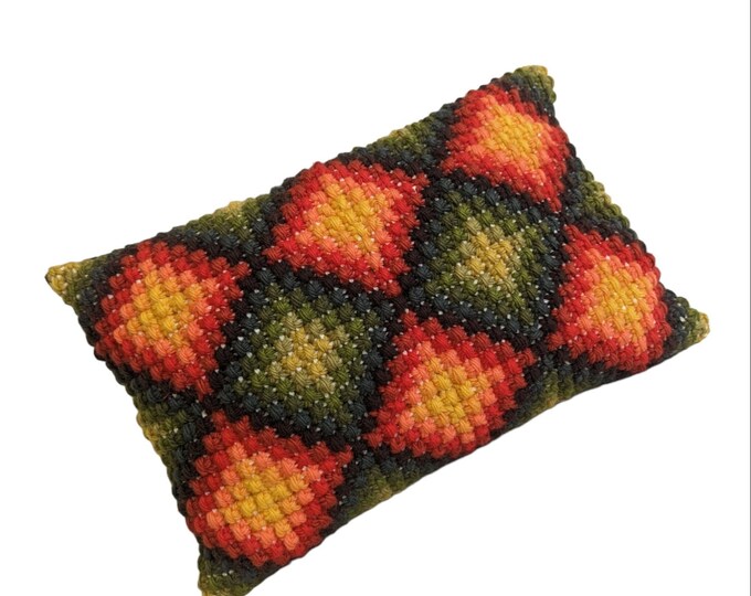 Vintage Norwegian Embroidered Pillow - Geometric pillow cushion
