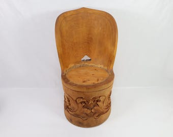 Norwegian Cube Chair with Intricate Acanthus Leaf Carving