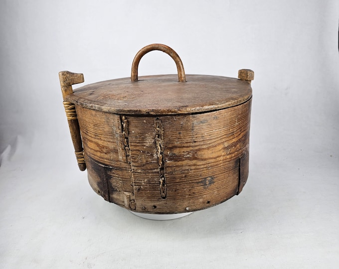 Large Norwegian Tine - Versatile Folk Art Decor and Functional Storage Container - Norwegian 1800s Folk Art