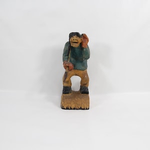 Vintage 1950s Norwegian Wooden Figure Sculpture - Exquisitely Carved Collector&#39;s Piece