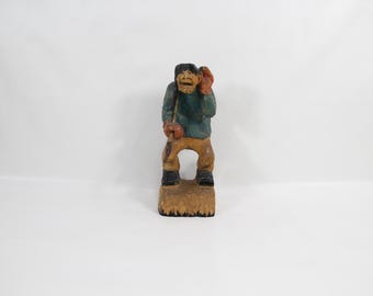 Vintage 1950s Norwegian Wooden Figure Sculpture - Exquisitely Carved Collector's Piece