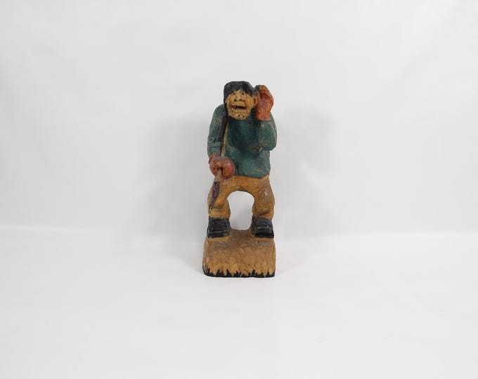 Vintage 1950s Norwegian Wooden Figure Sculpture - Exquisitely Carved Collector's Piece