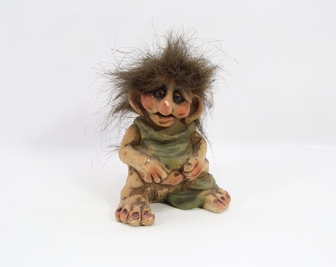 Norwegian Fosse Troll Figurine Model 131 Troll On Pot | Vintage Scandinavian Troll Bathroom Humor Figure | Nordic Folklore Collectible