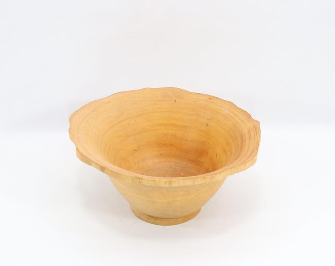 Norwegian Turned Birch Wood Bowl | Signed Folk Art | Handcrafted Scandinavian Rustic Decor