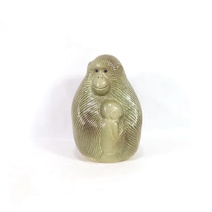 Figura de mono de Gustavsberg de Lisa Larson / Escultura de madre mono bebé / Arte nórdico / Regalo de coleccionista