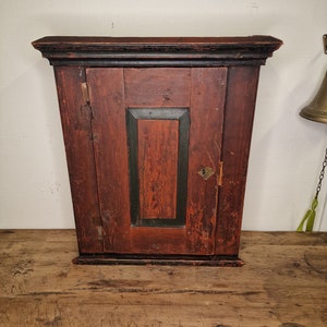 Antique hanging cabinet - Hand carved Norwegian wall cabinet