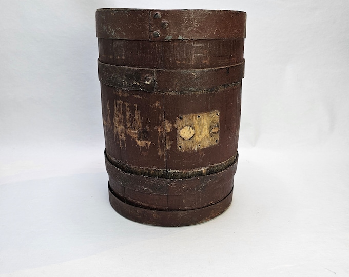 Antique little water barrel,folk-art, handpainted, Norwegian folk-art,old storage barrel, scandinavian collectibles