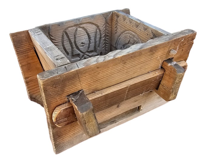 Antique 1800s Norwegian butter form - Hand carved butter form mold - Norwegian folk art kitchen tool - Hand carved