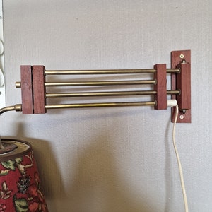 Fantastic 1950s Norwegian designed teak wall lamp,Wall scone lamp,Interior lamp,Flower lamp shade,Scandinavian design,Rare design lamp image 5