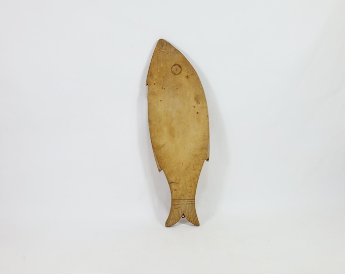 Vintage Fish-Shaped Wooden Cutting Board | Handcrafted with Beautiful Patina | Kitchen Gift