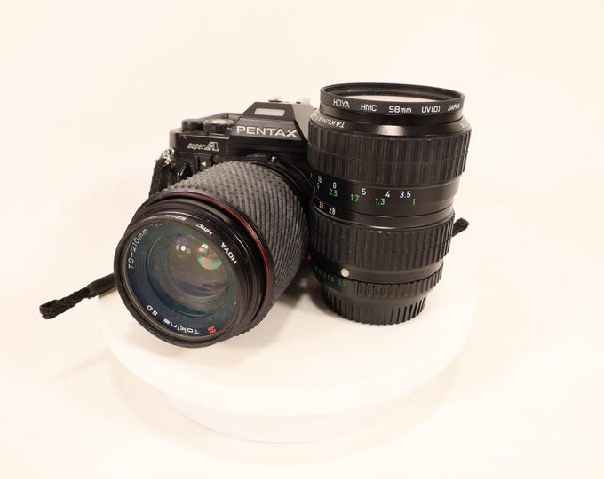 Vintage Pentax Super F1 Camera Bundle with 28mm-80mm and 70mm-210mm Lenses - Perfect for Retro Photography