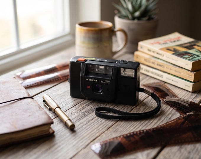 Vintage Olympus Trip AF 35mm Point and Shoot Film Camera | Zuiko 35mm f3.5 | Power Tested Shutter and Flash | Retro 80s Compact Analog Cam