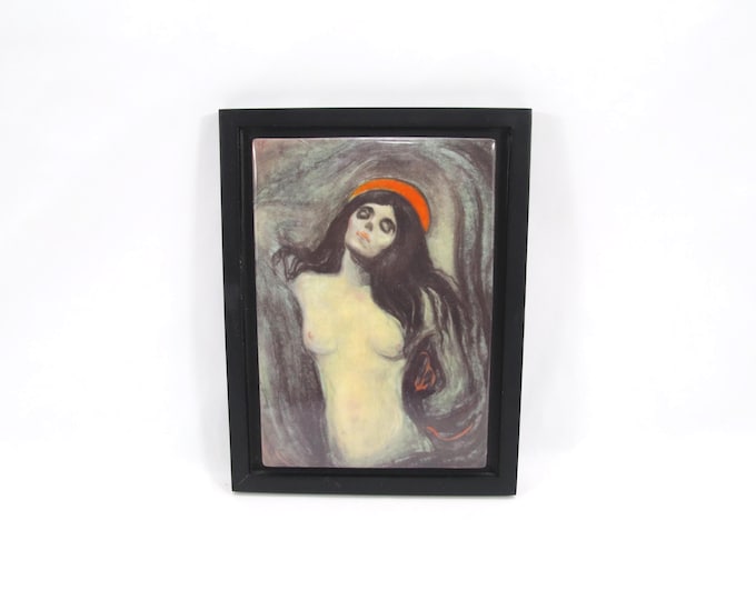 Porsgrund Porselen Wall Plaque | Edvard Munch “Madonna” | Vintage Scandinavian Porcelain Art | Nordic Expressionist Decor | Framed Art