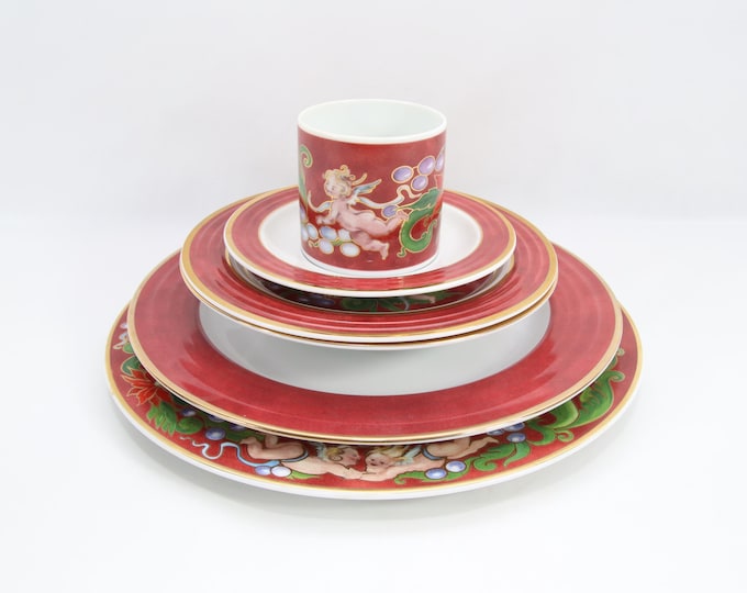 Vintage Porsgrund Christmas 6-Piece Set Norway | Nordic Porcelain Holiday Tableware | Angel Series Engleserviset | Scandinavian Collectible