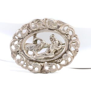 Norwegian Brooch in Silver 830s | Vintage 1952 Jewelry | Boy and Goat Motif | Nordic Design | Cultural Treasure