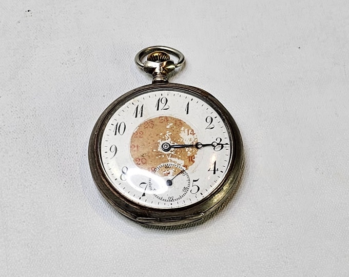 Beautiful antique pocket watch from  Switzerland - Pocket alarm watch - Gift for father - Silver and gold