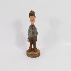 Hand Carved Norwegian Wooden Farmer Figure - Vintage Retro Folk Art Decor