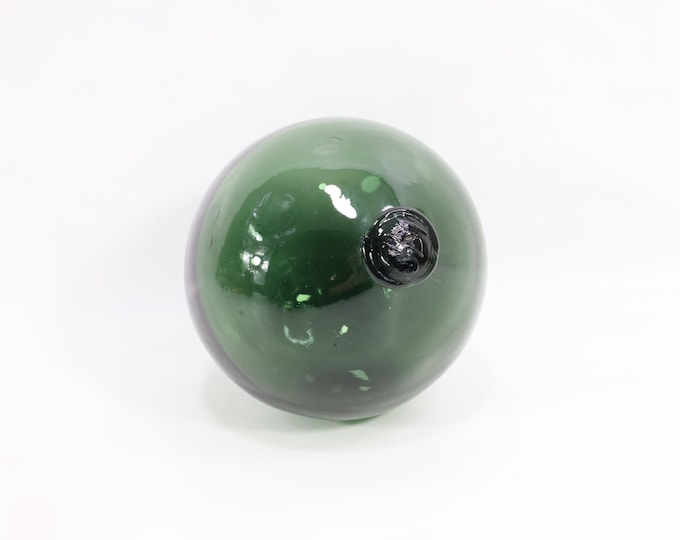 French Glass Float | Antique Green Olive Glass Float | Teardrop Shape | Glass Float CM Mark | Water Garden Decor | Garden Ornaments