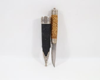 Tore Noddeland 1980s Norwegian Bunad Knife | Hand Carved Kristorn Wood & 830S Silver | T Rui Blade