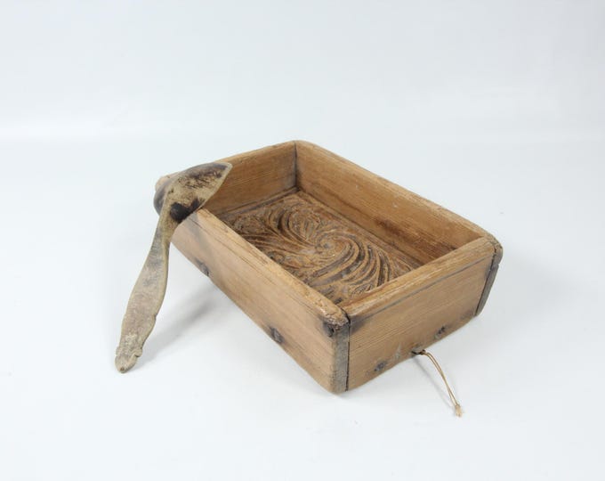 19th Century Norwegian Butter Mold - Rustic Cheese Mold with Hand-Carved Design - Primitive Kitchen Tool dated 1859