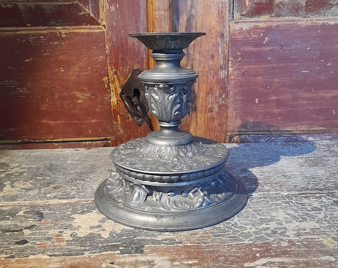 Antique Candlestick Holders: Handmade Norwegian Pewter - Unique Object
