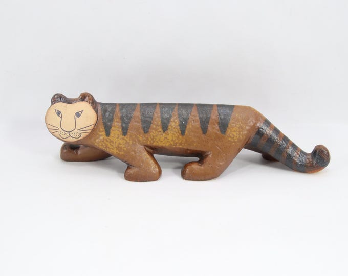 Lisa Larson Tiger Figurine | Vintage Scandinavian Ceramic Art by Gustavsberg Sweden | Mid Century Nordic Animal Decor Collectible